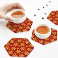 thumbnail image 7 of Pofeuu Christmas With Gold Snowflakes Print Leather Coasters Set of 6, Round Cups Mugs Mat Pad for Home Kitchen Heat Resistant Drink Coasters,Hexagon, 7 of 7