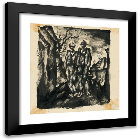 Konštantín Bauer 12x12 Black Modern Framed Museum Art Print Titled - Two Vagrants (1924-1927)
