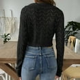 thumbnail image 4 of Fartey Fashion Cropped Sweater for Women Scoop Neck Hollow Out Crochet Knitted Pullover Sweaters Elegant Solid Color Long Sleeve Short Sweater, 4 of 4