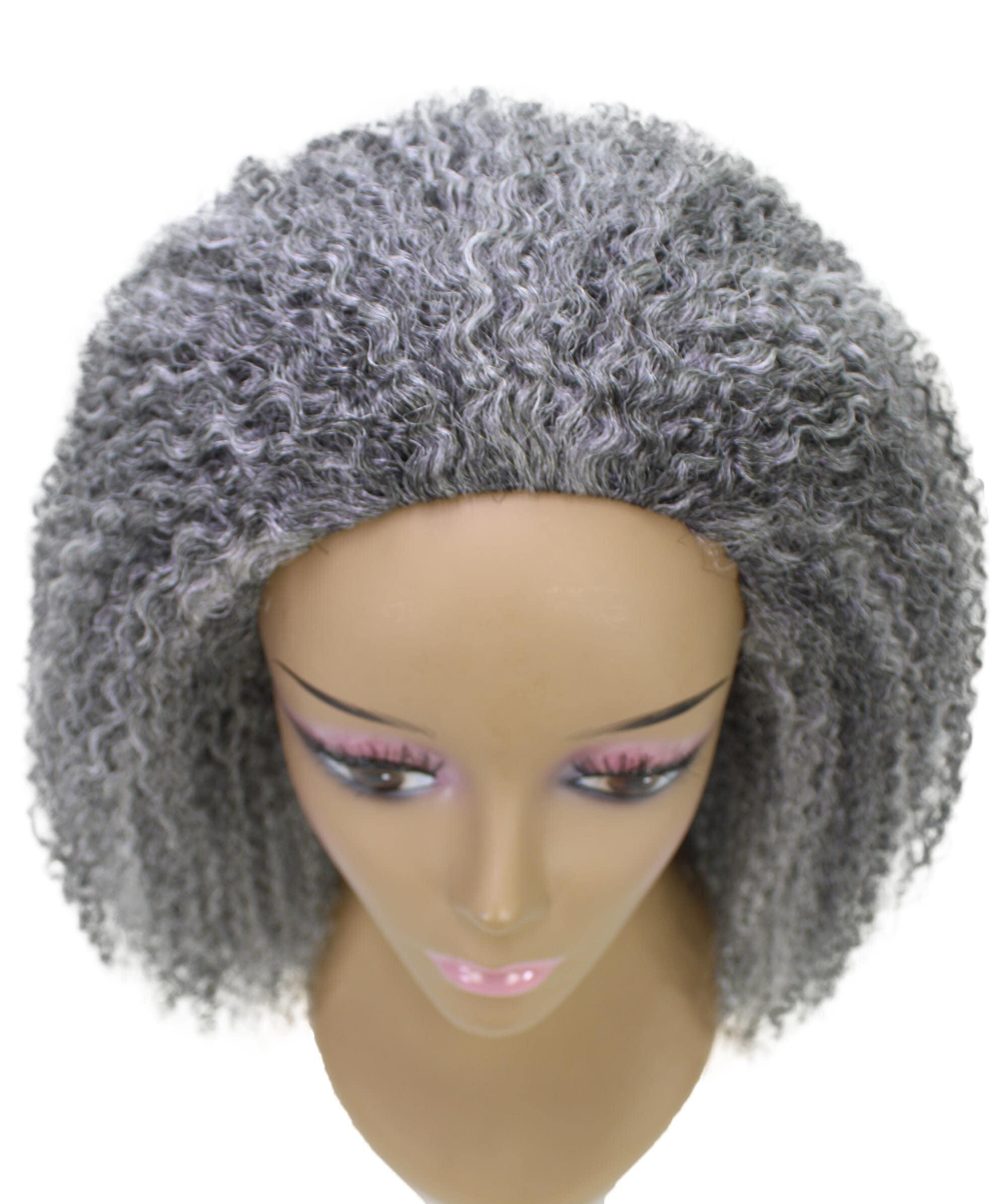 LUXLUXE Adult Women's Rosario Half Wig – 20-Inch Curly Body Wave, Ash Gray, Heat-Resistant Human Hair Blend