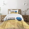 thumbnail image 3 of Ambesonne Bowling Party Quilted Bedspread Set 2 Pcs, Objects on Floor, Twin Size, Blue Pale Brown White, 3 of 6