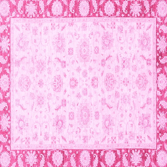Ahgly Company Indoor Square Abstract Pink Modern Area Rugs, 6' Square