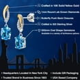 thumbnail image 2 of Gem Stone King 3.07 Ct Oval 8x6mm Swiss Blue Topaz 925 Silver and 10K Yellow Gold Lab Grown Diamond Dangle Earrings, 2 of 6