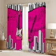 thumbnail image 2 of Feelyou Pink Guitar Black Out Curtains, Piano Musical Note Curtains Pack of 2 (42x63 Each), 2 of 6
