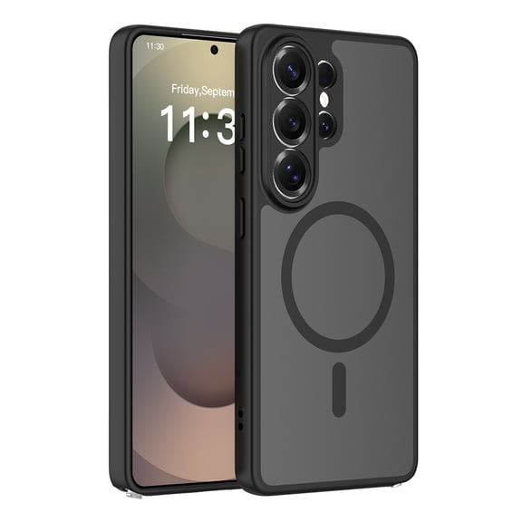 Dteck Magnetic Case for Samsung Galaxy S26 Ultra, Shockproof TPU PC Case Compatible with Mag Safe Matte Translucent Back Cover,Black