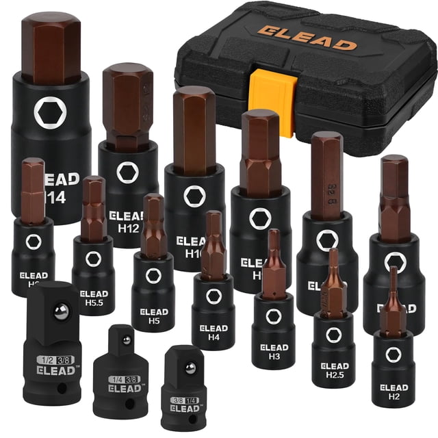 Juego de enchufes con brocas hexagonales ELEAD, 16 piezas, 2-14 mm, con adaptadores de enchufe