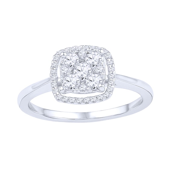 AFFY White Natural Diamond Cluster Frame Ring in 10k White Gold