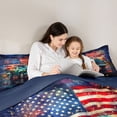 thumbnail image 4 of Feelyou Cartoon American Flag Bedding Comforter Set 7 Pieces, Independence Day Firework Full Bedding Set, July Fourth Theme Reversible Fitted Sheet Flat Sheet, Super Cozy Room Decor, 4 of 7