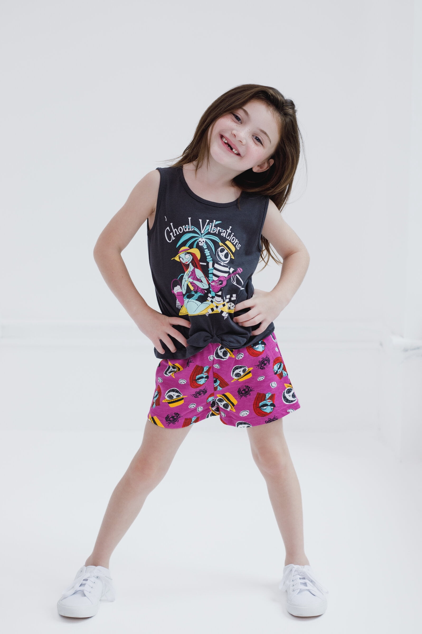 Disney Nightmare Before Christmas Jack Skellington Sally Tank Top and French Terry Shorts Outfit Set Toddler to Big Kid