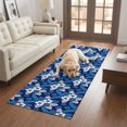 thumbnail image 2 of Hallway Runner Rug 2'x6', Watercolor Floral Kitchen Runner Rugs Non-Slip Carpet Mats, Summer Tropical Monstera Leaves Blue Bedside Rugs Runners Washable Floor Carpet for Bathroom Laundry Room, 2 of 8