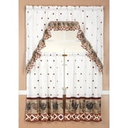 3 Piece Rod Pocket Printed Window Treatment Kitchen Curtain Tiers & Swag Valance Set 36" Long, Rooster-3