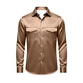 thumbnail image 4 of StSilkitty Men's Satin Shirts Long Sleeve Collared Button down Dress Shirt with Pockets Lightweight Business Casual Tops, 4 of 5