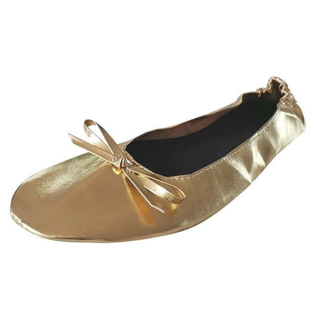 Chaussons pour Femmes Chaussures de Danse Portatives Roulables Voyage Pliables Chaussons de Ballet Élégants Plats Confortables Chaussures pour Femmes