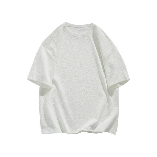Tops para hombre, blusas y camisas de manga corta con cuello redondo para hombre, blusas casuales de moda de color sólido con cuello redondo, blusa holgada de manga corta de poliéster para hombre.