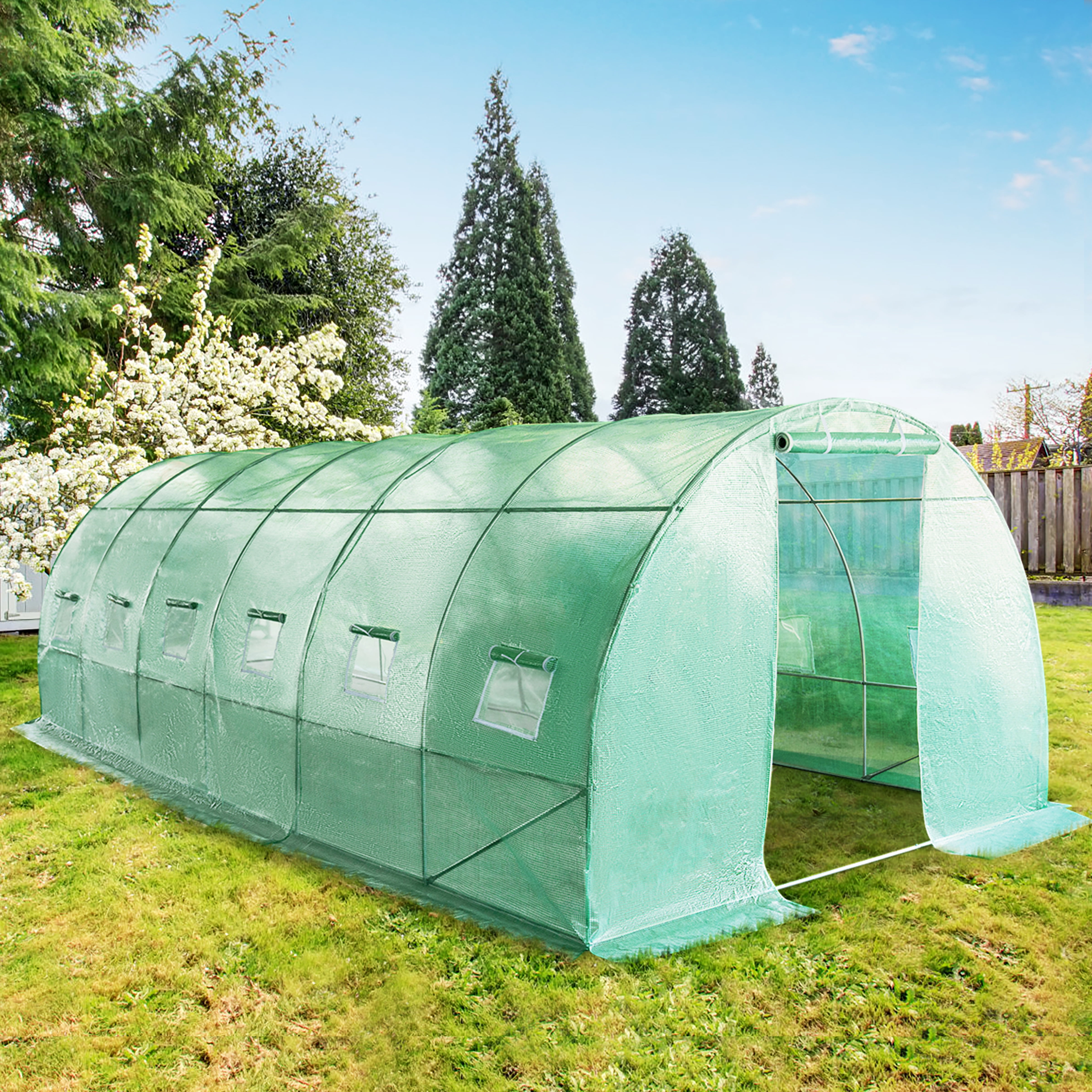 4 Size Walk-in Greenhouse Polly Tunnel Patio Garden Outdoor Polytunnel Frame 