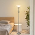 thumbnail image 6 of HonoDing Torchiere Floor Lamp, 1-Light, Brushed Nickel, Alabaster Glass Shades, 6 of 8