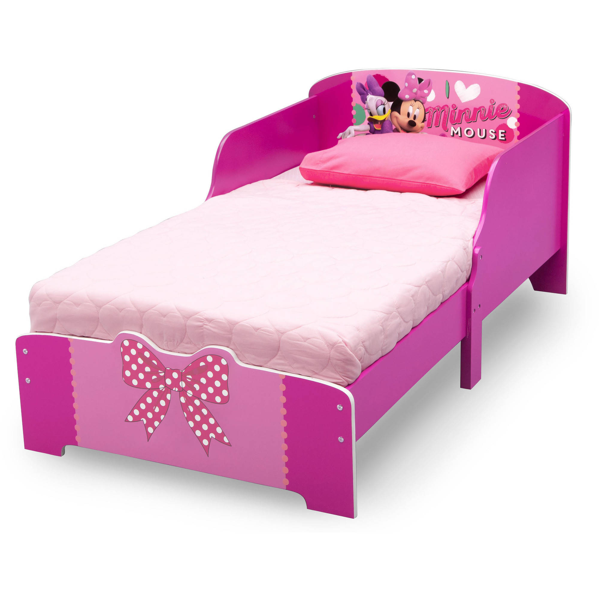 Girls Toddler Bed Disney Minnie Mouse Wood Frame Modern Bedroom