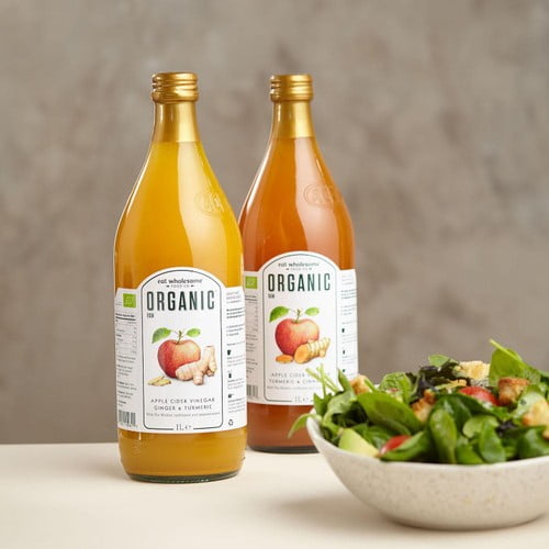 Eat Wholesome Organic Turmeric & Cinnamon Raw Apple Cider Vinegar 1L, British Import (Pack of 2)