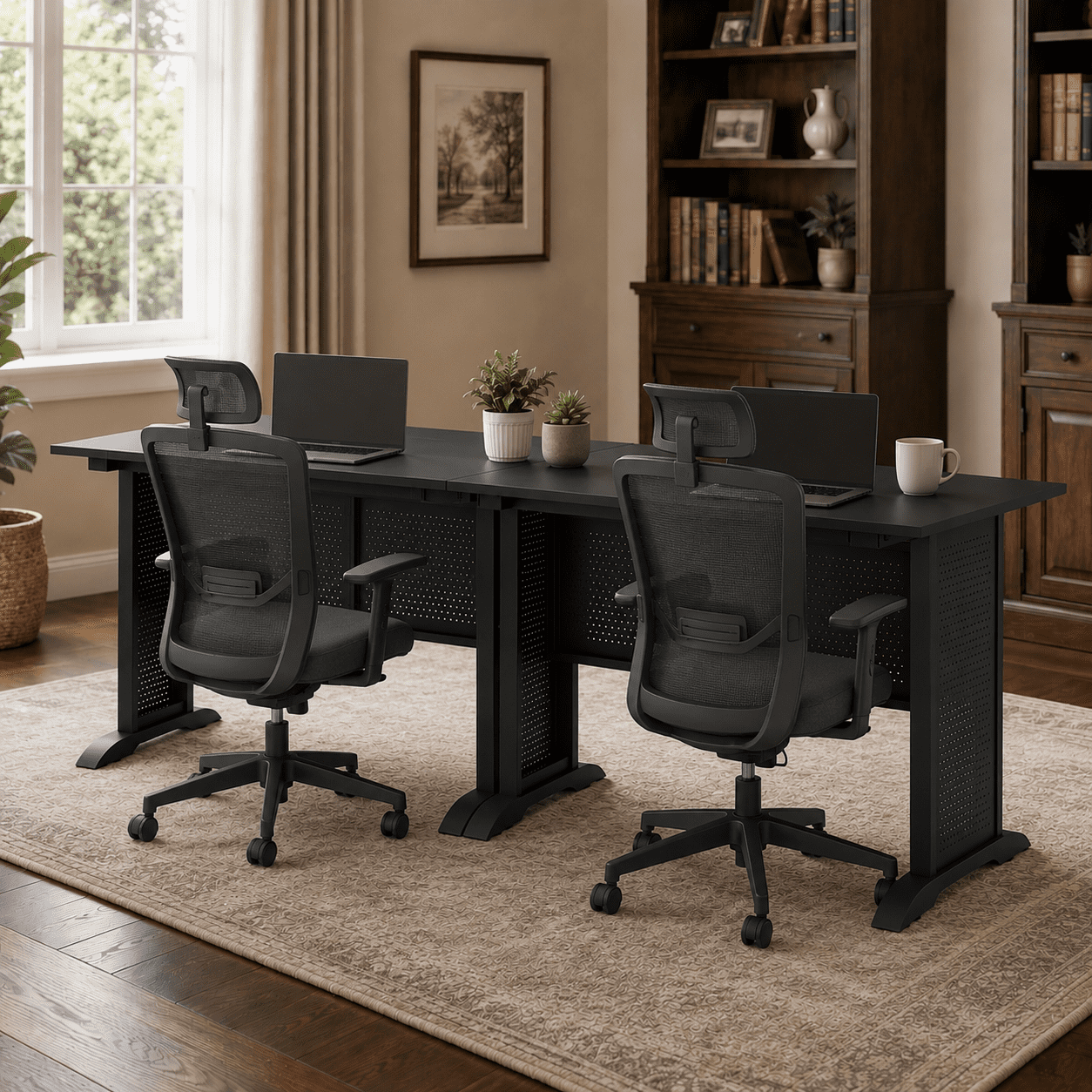Computer Desk, 47 Inch Office Desk, Gaming Desk Writing Desk Work Desk for Home Office, Study, Modern Simple Desk, Metal Frame Black