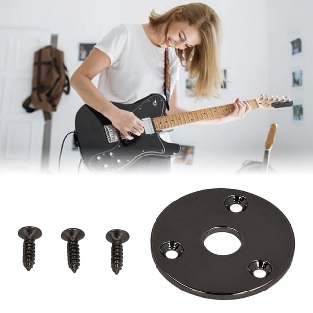 Guitar Jack Socket Plat, Entrée de Sortie Ronde Jack Socket Plaque de Remplacement avec Vis de Montage pour Basse