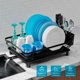 thumbnail image 5 of Stainless Steel Dish Drainer - Large Storage Kitchen Dish Drainer - Sink Drainer with Expandable Drainage and 360º Rotating - Dish Drying Rack (Black), 5 of 5