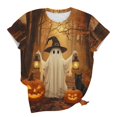 thumbnail image 7 of Witch Pumpkin Cute Graphic T-Shirt for Women Crew Neck Short Sleeve Loose Casual Tops Fall Tees Multicolor M, 7 of 7