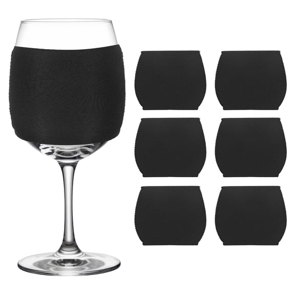 Uxcell 6 Pcs Sublimation Blank Wine Glass Sleeves, Reusable Neoprene Insulated Wine Glass Cover Protector for Cold Drinks Sublimation Ornaments Supplies, Black