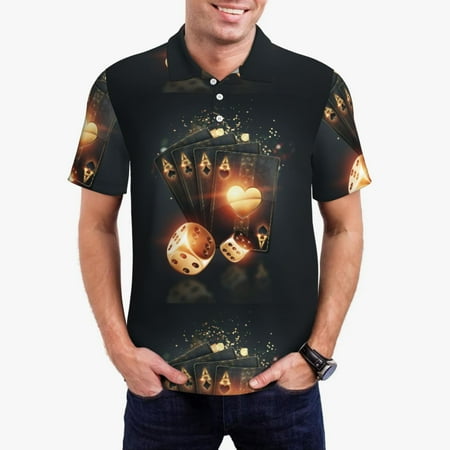 Gaeub Creative Poker Print Men s Polo Shirts Short Sleeve Golf Performance Shirts Stretchy Golf Shirts Casual Summer Beach Shirts-4X-Large