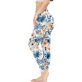 thumbnail image 3 of DISNIMO Flower Printed High Waisted Workout Leggings for Women, Yoga Pants Leggings Athletic High Waisted Yoga Pants for Workout Sport, Blue and White, S, 3 of 6