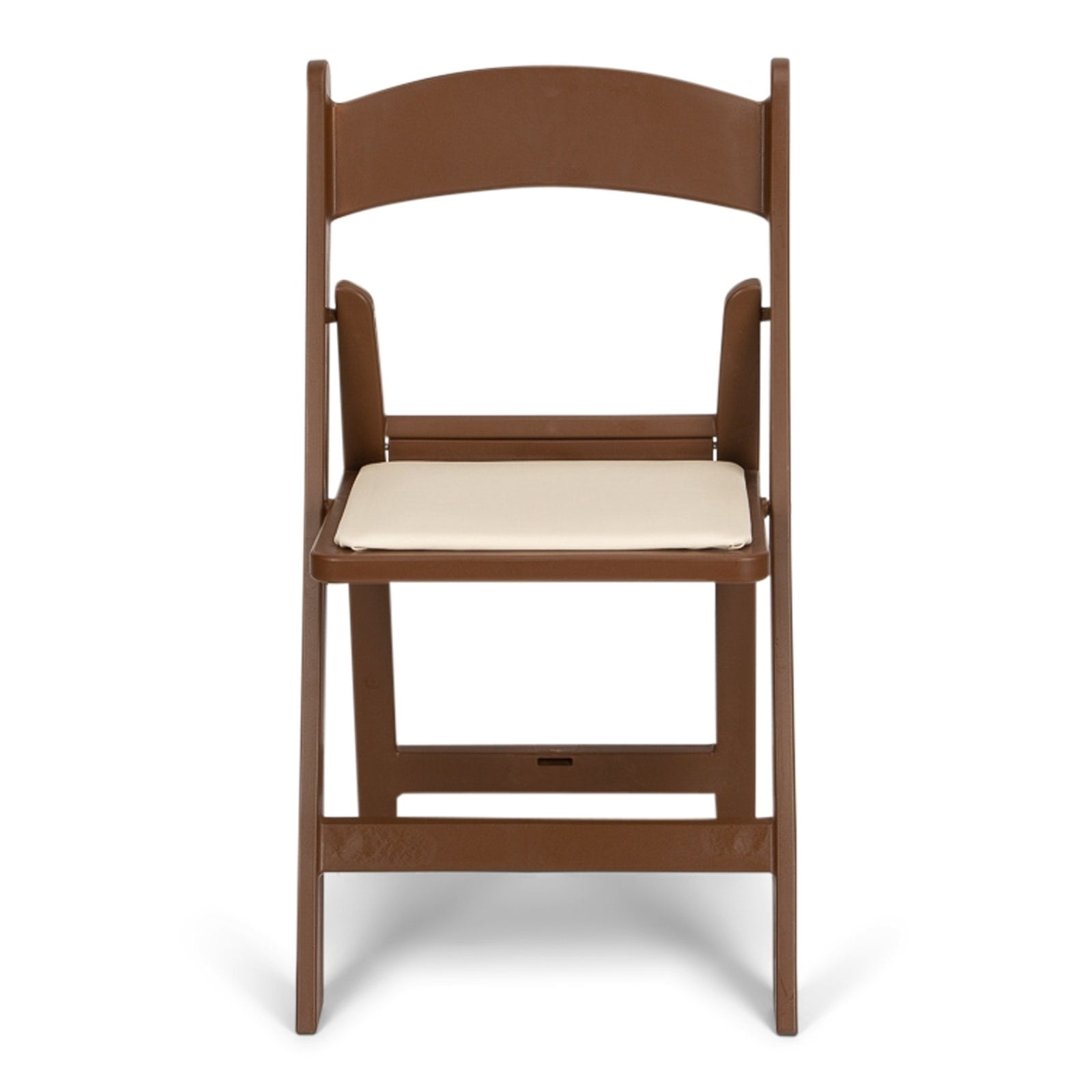 TitanPRO Brown Resin Folding Chair with Ivory Pad - 4 Pack