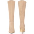 thumbnail image 5 of BLISSFUL STEP Women's Boots Faux Suede Knee High Pointy Toe Stiletto Heel Dress Boots Khaki 8, 5 of 6