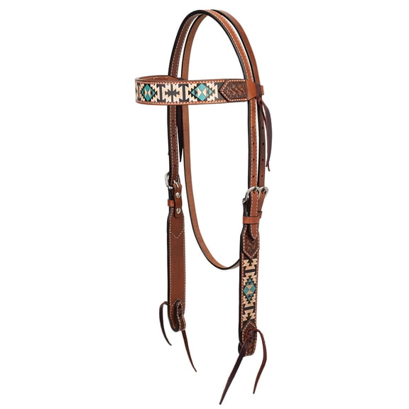 Weaver Leather Turquoise Cross Aztec 5/8in Browband Hea