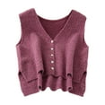 thumbnail image 2 of Milageto Women Sweater Vest Breathable V Neck Casual Fashion Jumpers Sleeveless Gilet Grape Purple, 2 of 8