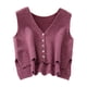 thumbnail image 2 of Suéter de mujer, chaleco para damas, jerseys de punto, cómodos, casuales, cuello en V, sencillo Uva morada, 2 of 9