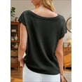 thumbnail image 2 of Short Sleeve Womens One Shoulder Sweater Tops Casual Loose Knit Going Out Shirt, 2 of 6