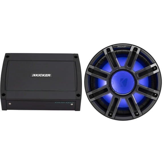 Kicker 51MWF124 - MWF 12-Inch Premium Marine Subwoofer (free-air) 4-ohm & 48KXMA4002 Marine Amp Bundle