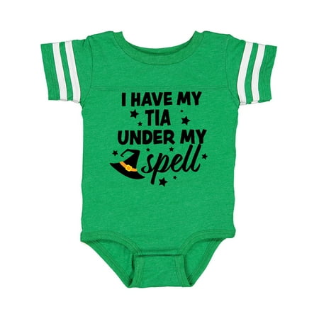 

Inktastic I Have My Tia Under My Spell with Cute Witch Hat Gift Baby Boy or Baby Girl Bodysuit