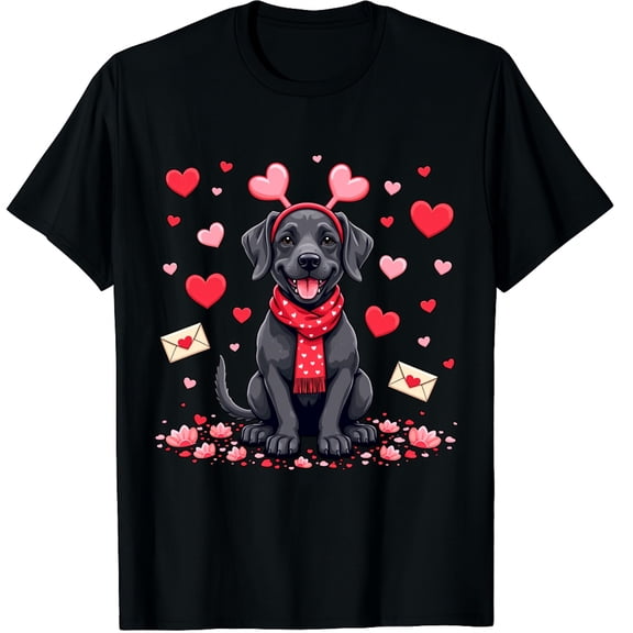 Cute Labrador Valentine’s Day Dog Mom - Funny Black Labrador Graphic Black T-Shirt for Men and Women