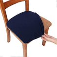 thumbnail image 1 of ZHAOCHENG Fundas elásticas para asientos de sillas de comedor de jacquard, fundas de cojín para asientos de sillas de comedor antipolvo, extraíbles y lavables con lazos, 2 piezas, azul marino, 1 of 1