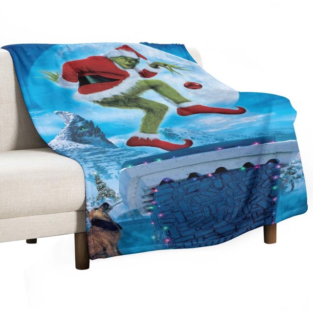 Manta de tela de superficie vertical súper suave de varios tamaños de Grinch, acogedora y cálida, adecuada para cama, sofá, campamento, viajes, para todas las estaciones, liviana y compacta de 30 x