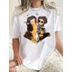 thumbnail image 1 of Camiseta con estampado de dibujos animados para mujer: cuello redondo informal, manga corta, algodón elástico, lavable a máquina, camiseta de moda de verano con diseño de muñeca único, camisetas de oc, 1 of 6