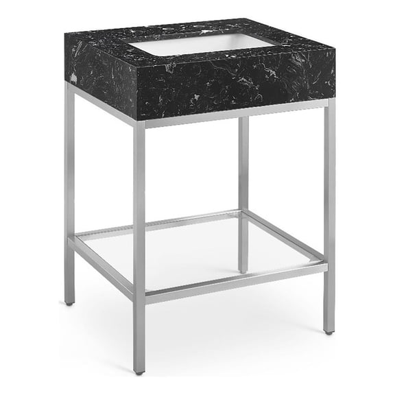 Meridian Furniture Marmo Black Engineered Stone Bathroom Vanity