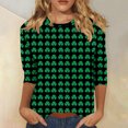 thumbnail image 1 of Meichang T-Shirts de la Saint-Patrick pour Femmes T-Shirts Chanceux Verts Trèfle Graphiques Décontractés Col Rond Manches 3/4 Coupe Ample Chemises de Vacances Saint-Patrick, 1 of 5