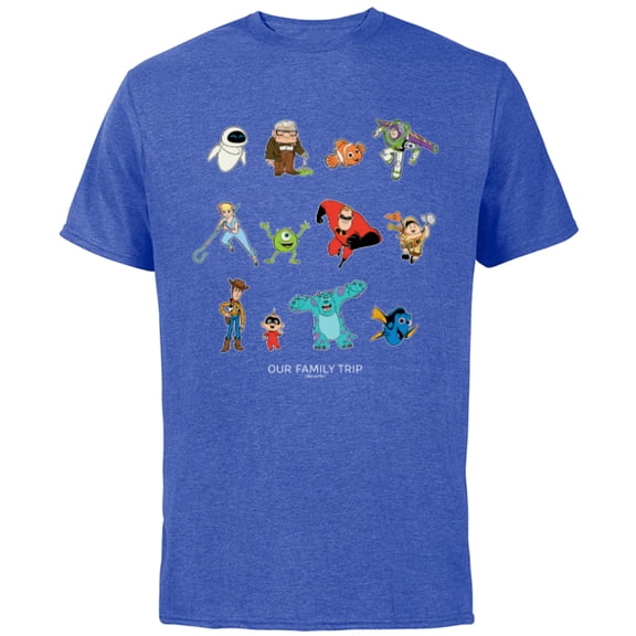 Disney and Pixar Characters Vacation Our Family Trip - Short Sleeve Cotton T-Shirt for Adults - Customized-Royal Heather