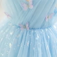 thumbnail image 6 of IBTOM CASTLE Toddler Baby Girls Shiny Butterfly Tutu Dress Princess Birthday Party Pageant Flower Girl Wedding V-Backless Dresses 2-3 Years Blue, 6 of 9