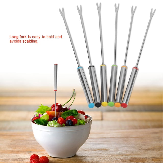 FAGINEY 6pcs/Set Stainless Steel Chocolate Cheese Dessert Fondue Pot Forks Kitchen Tool Tableware, Stainless Steel Forks Lot, Stainless Steel Forks