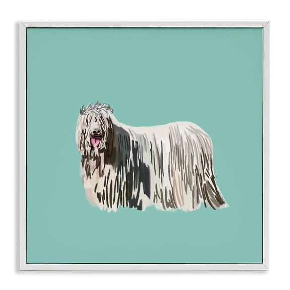 Stupell Industries Glam Long Haired Dog in Crown White Framed Giclee Art, 17 x 17, by Amelia Noyes
