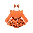 thumbnail image 2 of FOCUSNORM Baby Girls 2Pcs Halloween Outfits, Ruffle Tutu Romper with Headband, 2 of 9