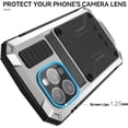 thumbnail image 3 of Case Compatibility with iPhone 15 Pro Max Case 6.7 '' 2023 Heavy Duty Protection Dustproof Rugged Military Grade Metal Built in Screen Protector Kickstand  Phone case (15Pro Max Silver), 3 of 12
