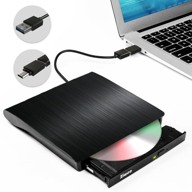 Unidad de DVD externa USB 3.0 Tipo-C Grabadora de CD Unidad de CD +/-RW portátil Reproductor de DVD para grabadora de regrabación ROM Compatible con computadora portátil PC de escritorio Windows MacBo